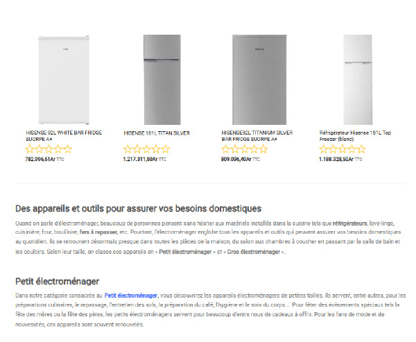 Pages catégories d’un site e-commerce