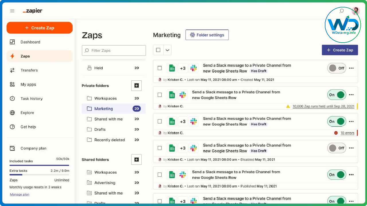 Zapier une plateforme pour automatiser les tâches | wdata-mg.info